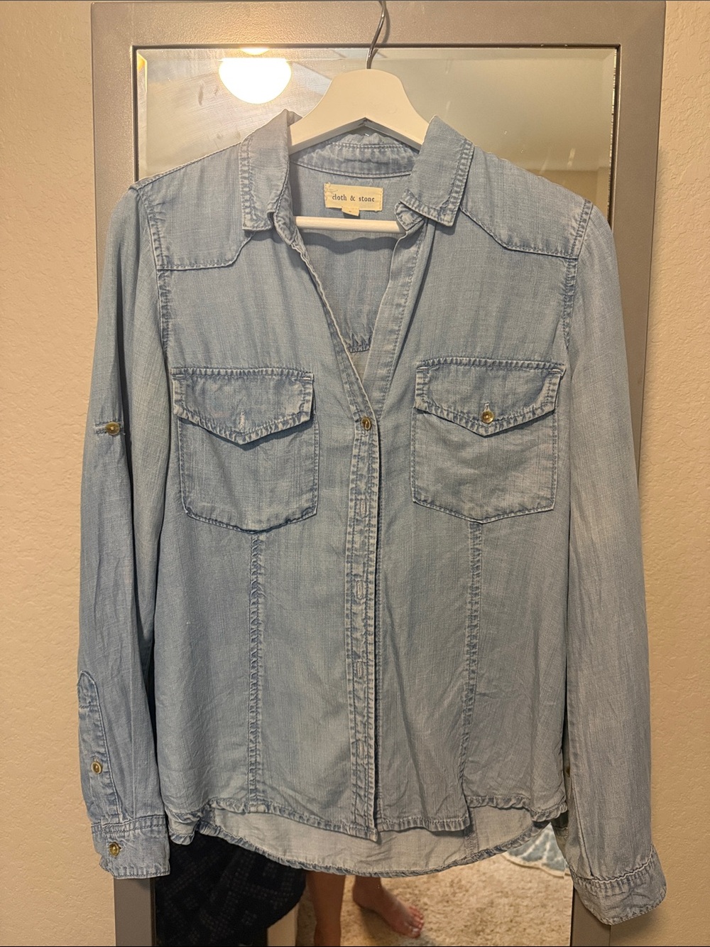 Anthropologie cloth & stone Light Wash Denim Shirt Size S